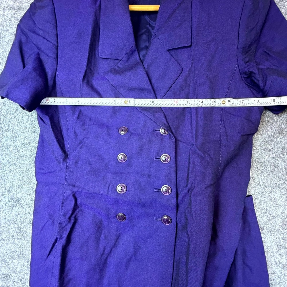 Vintage Le Suit Petite‎ Skirt Suit Set Womens 12P Purple Rayon Double Breasted - Picture 5 of 8